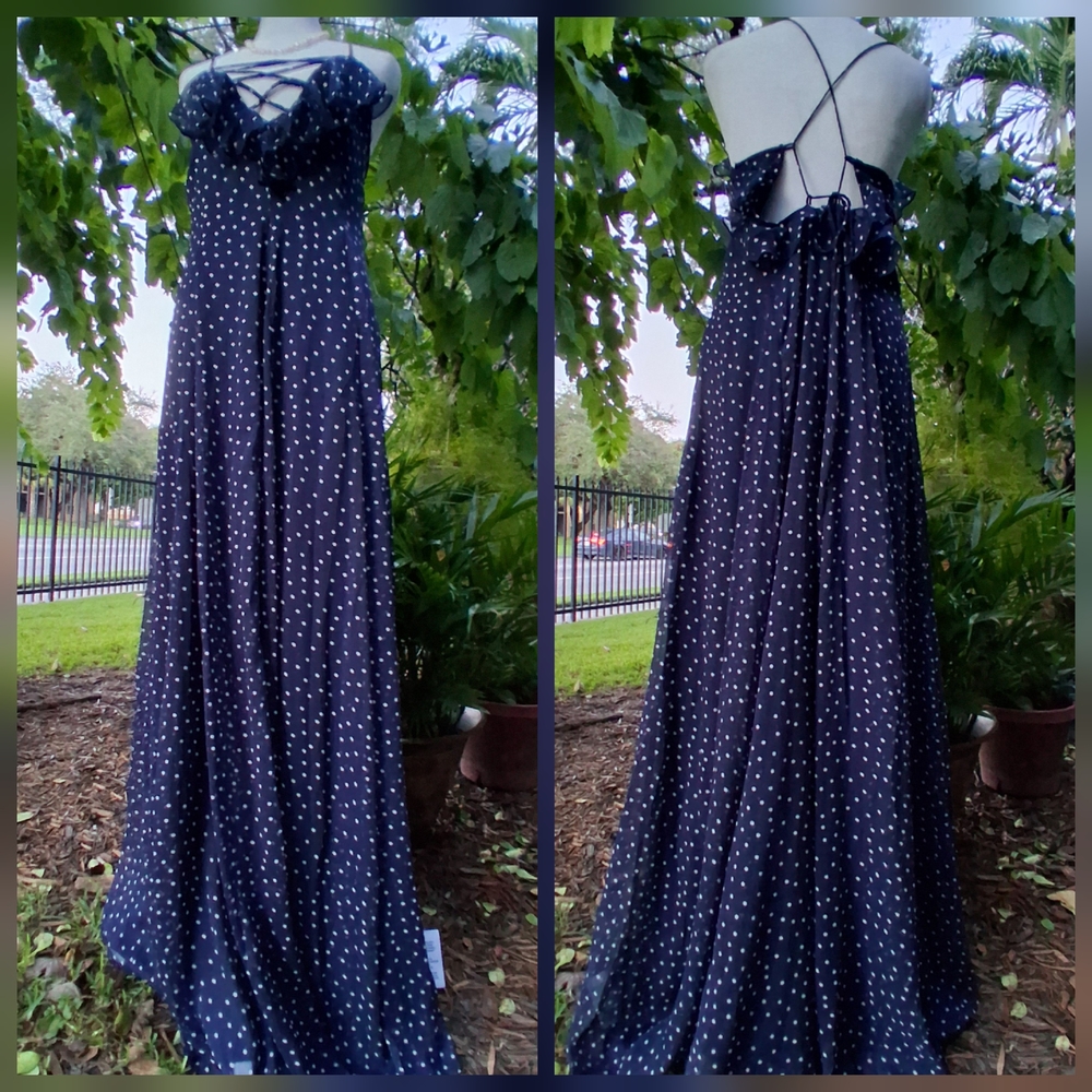 🔥NWT ASOS DESIGN Navy Backless Polka Dot Size 10 & FREE GIFT